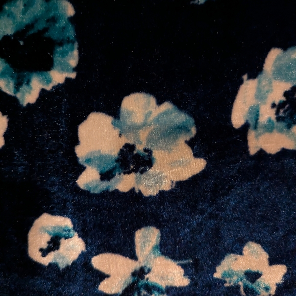Beauties Blue Velvet Top with Floral Pattern - Picture 2 of 6